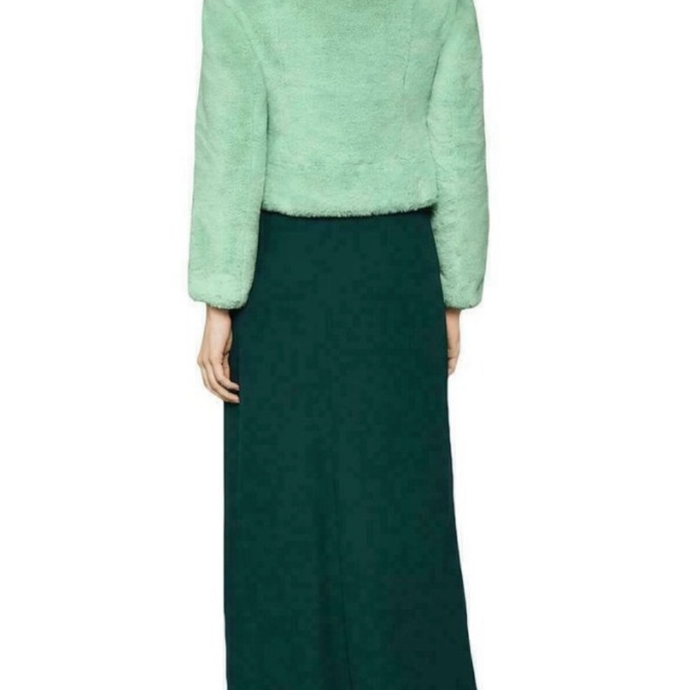 BCBGMAXAZRIA $338 “Violet” Faux Fur Moto Jacket In Pistachio Size XS - Picture 4 of 17